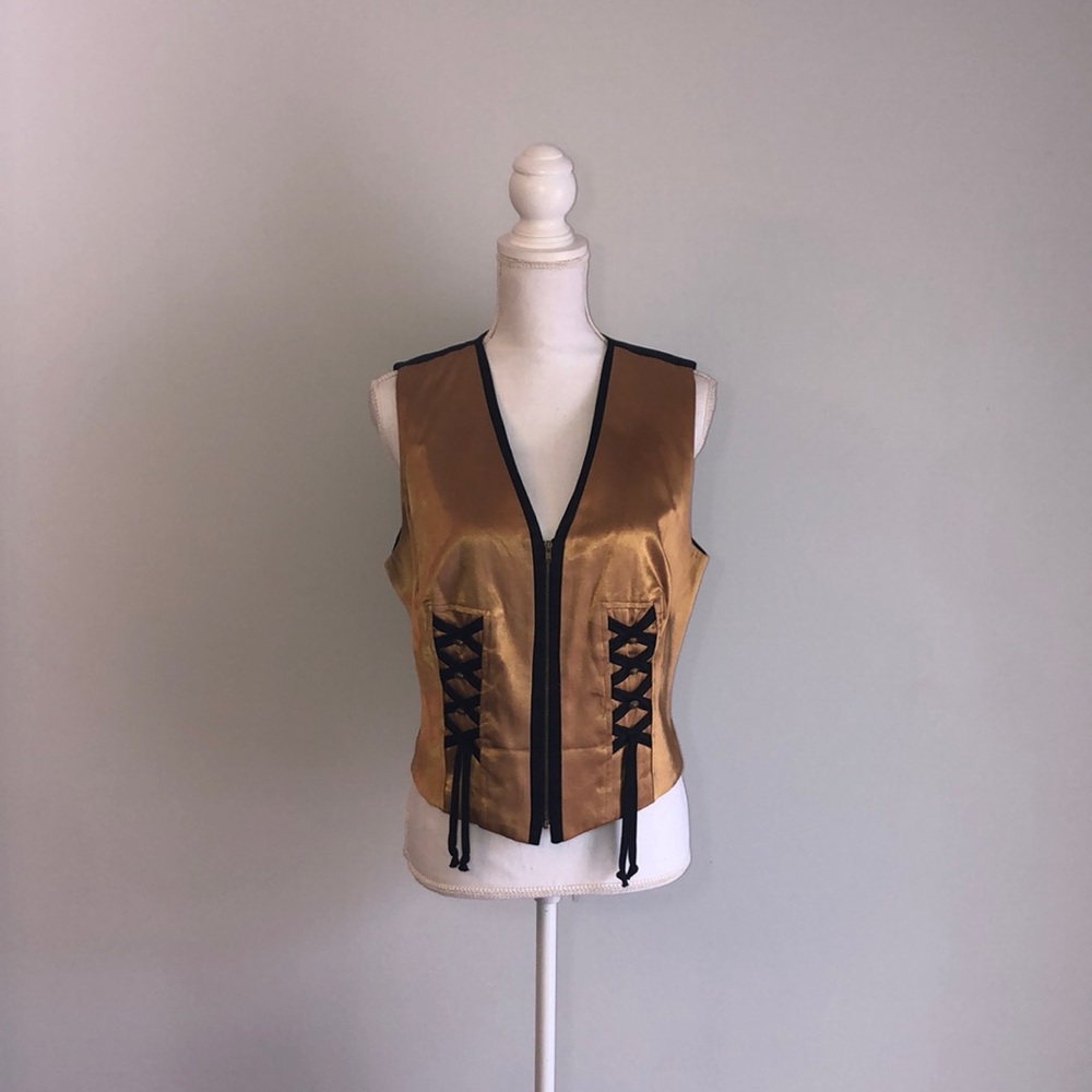 Gantos Vintage lace up gold vest Size 14